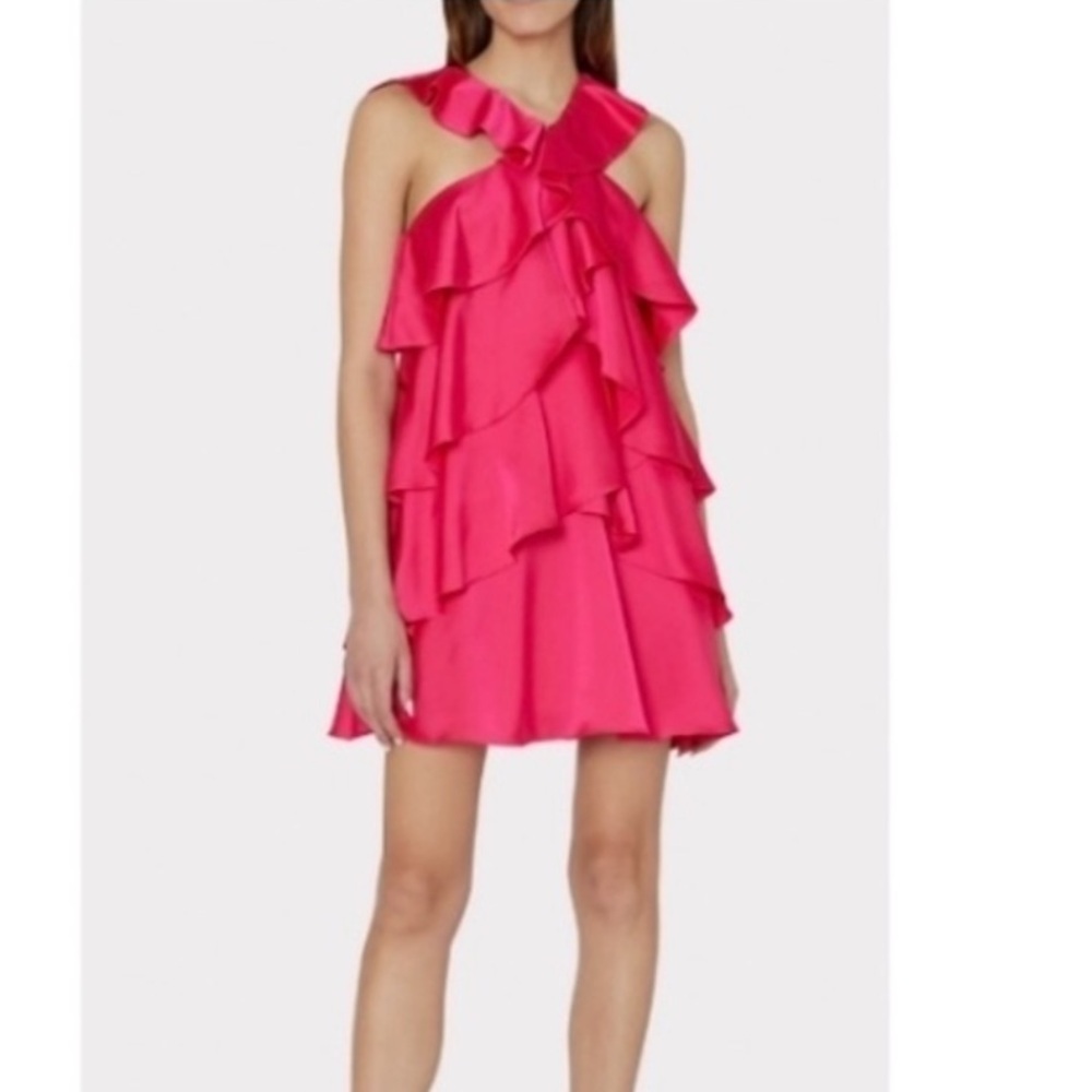 Milly Lexi Satin Mini Dress in Pink.
